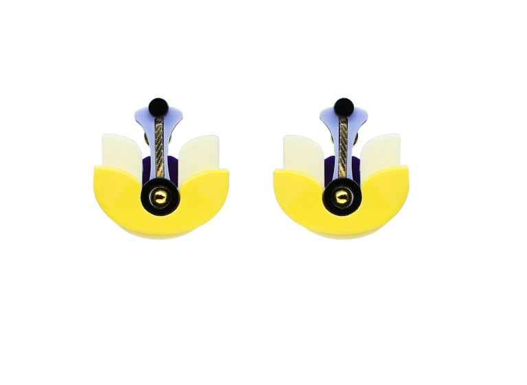 Handmade Acrylic Earring Short Lotus Flower