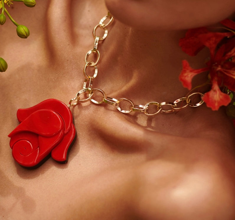 Handmade Acrylic Necklace Chain Rose