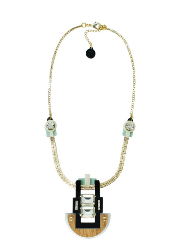 Choker with Mirrored Rectangular Stone