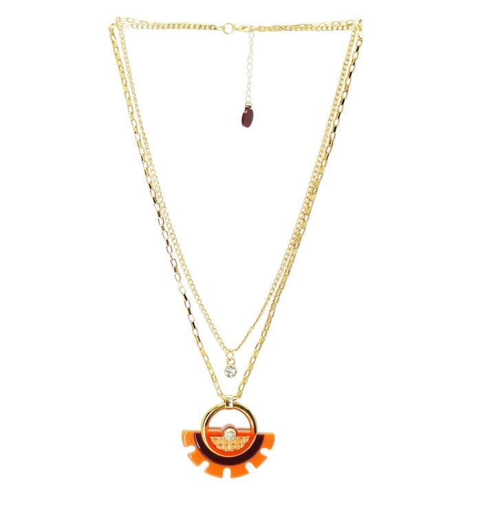 Acrylic Handmade Necklace Indala Orange